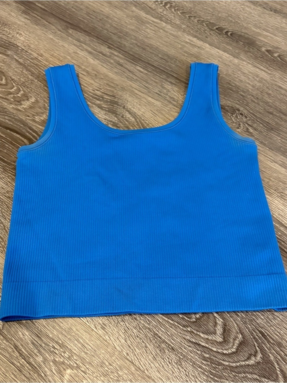 Athleta Bright Blue Cropped Ribbed Compression Tank Size S - Picture 1 of 4